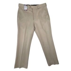 Roundtree Yorke Travel Smart Khaki Flat Front 34X29 New Pants
